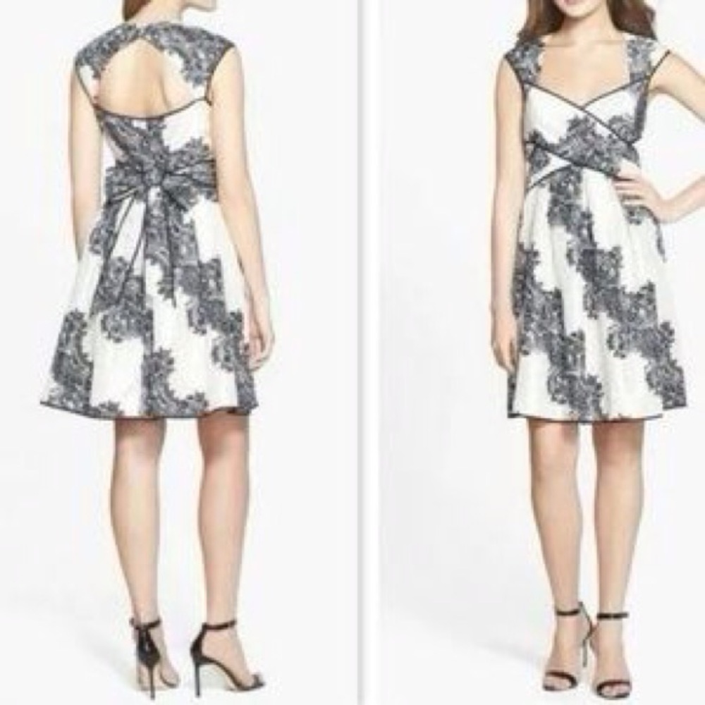 Jessica Simpson Floral Lace Pattern Open Back Sleeveless Fit Flare Dress NEW - Picture 2 of 9